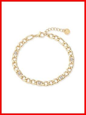 Waterproof 14K Gold Plated Curb Chain Bracelet